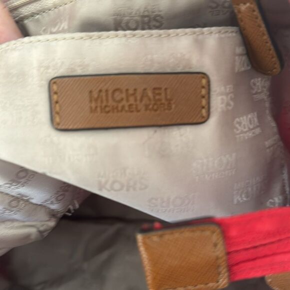 Michael Kors Red Nylon & Tan Leather Trim Tote - Picture 11 of 15